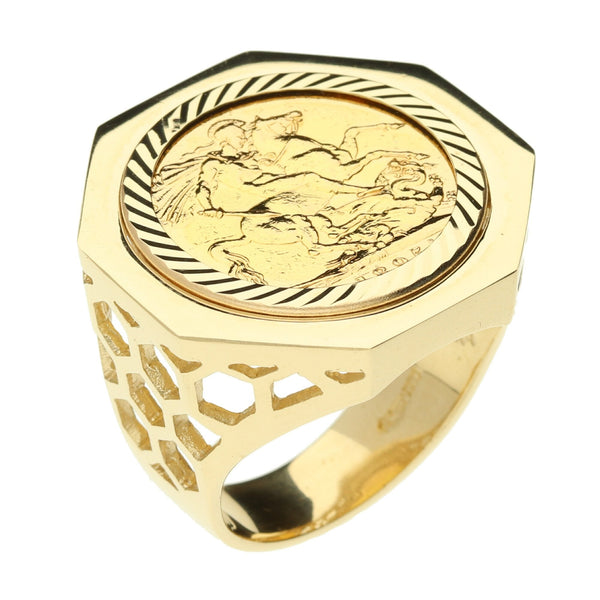 1895 Gold Full Sovereign Ring - 21.0g