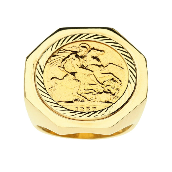 1957 Gold Full Sovereign Ring - 23.5g