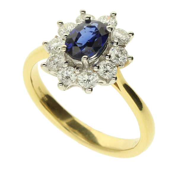 18ct Yellow Gold Sapphire and Diamond Ring