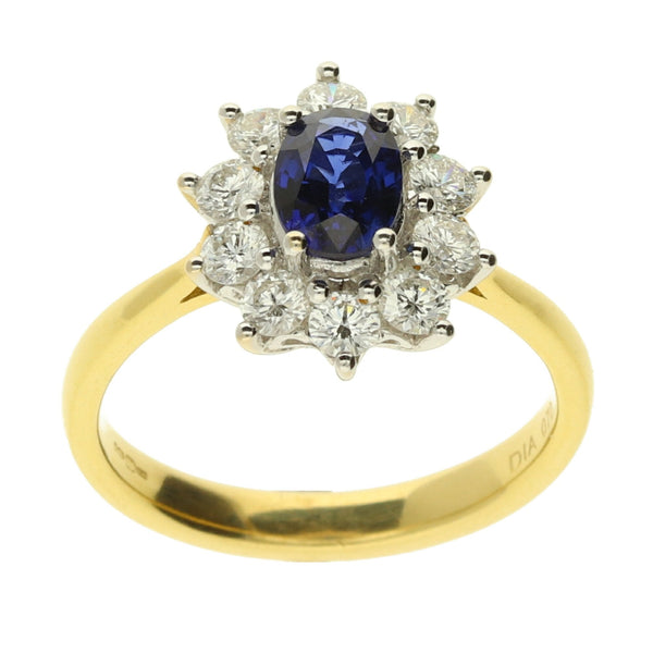 18ct Yellow Gold Sapphire and Diamond Ring