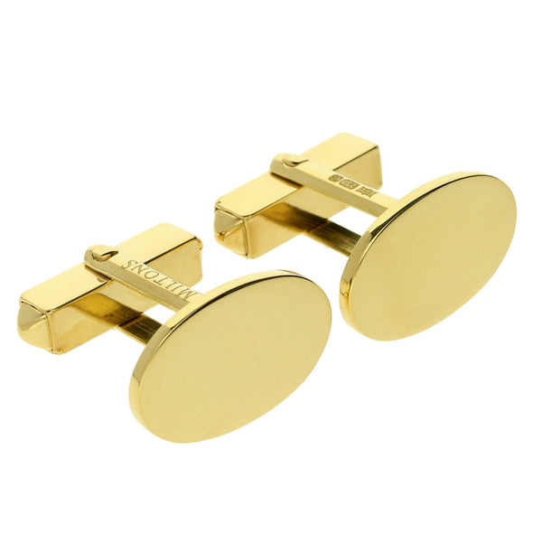 18ct Yellow Gold Oval Cufflinks - 14.8g