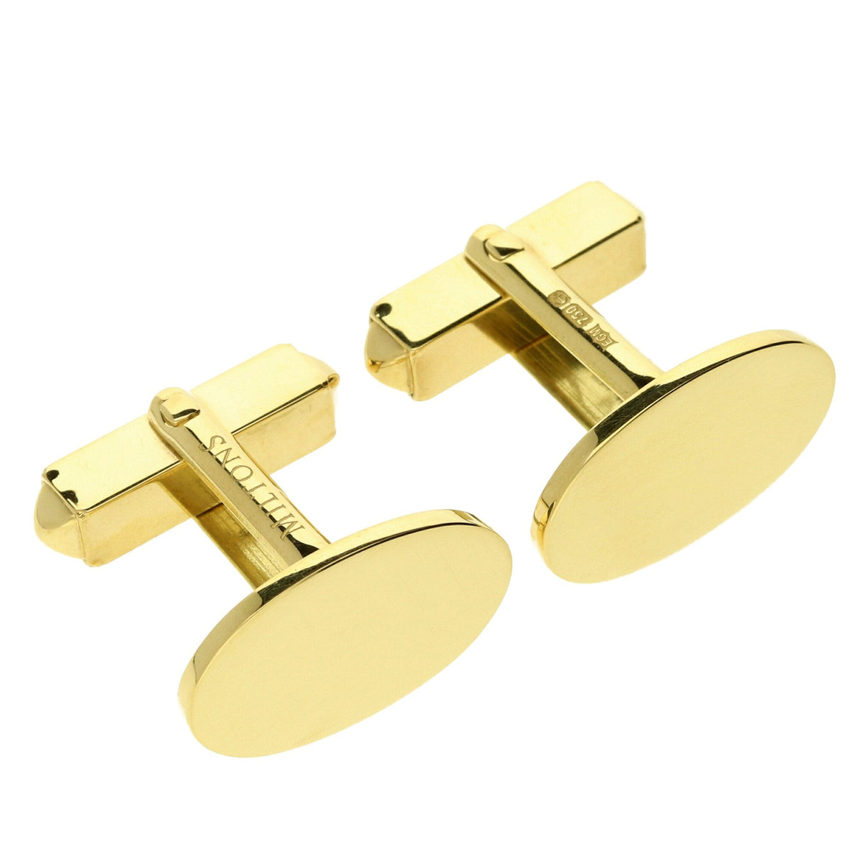 18ct Yellow Gold Oval Cufflinks - 14.8g