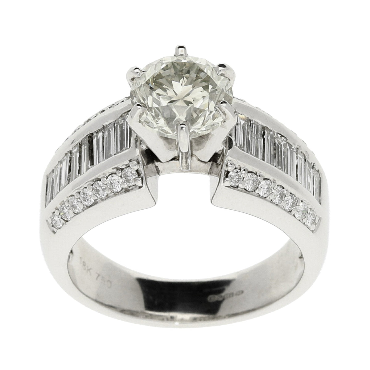 18ct White Gold Engagement Ring With Diamond Shoulders - 2.81ct