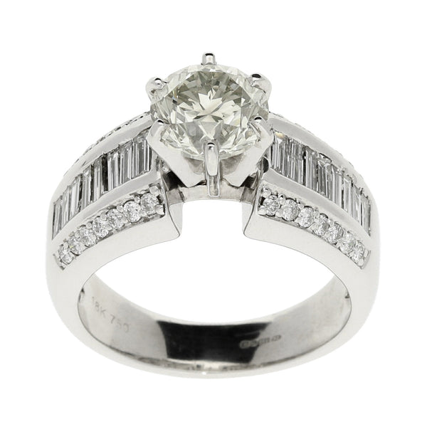 18ct White Gold Engagement Ring With Diamond Shoulders - 2.81ct