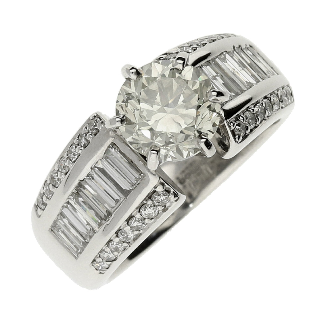18ct White Gold Engagement Ring With Diamond Shoulders - 2.81ct