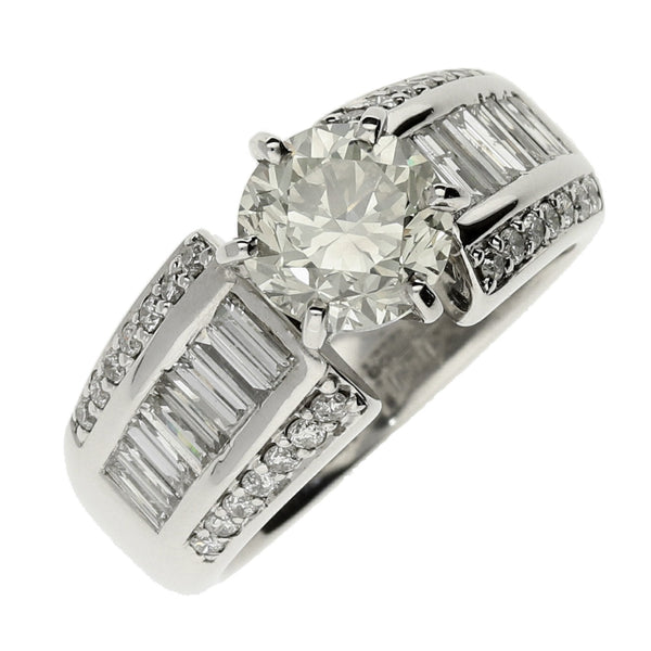 18ct White Gold Engagement Ring With Diamond Shoulders - 2.81ct