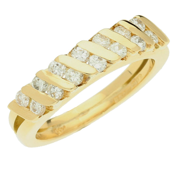 14ct Yellow Gold Fancy Split Shoulder Diamond Ring - 0.42ct