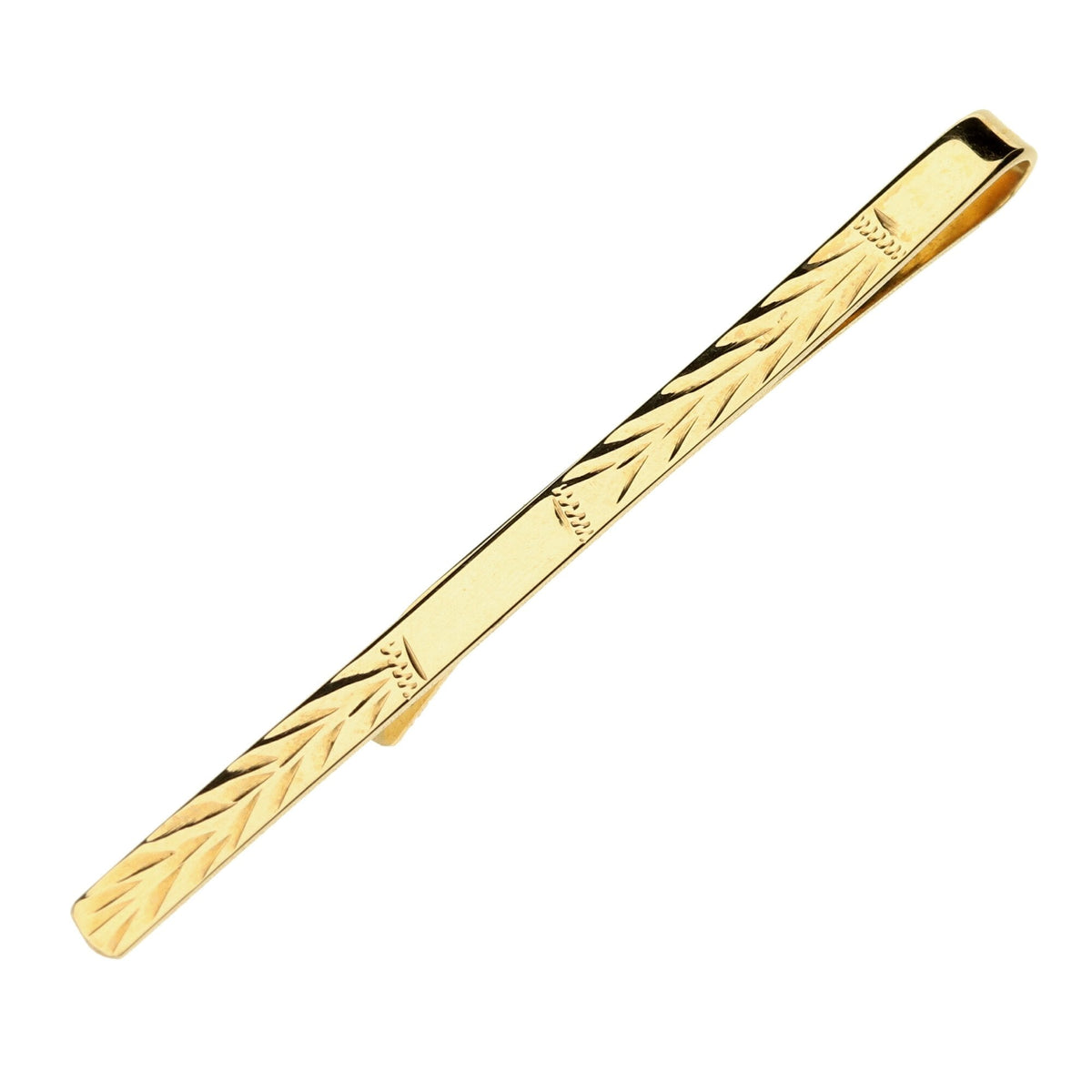9ct Yellow Gold Patterned Tie Slide - 1.8g