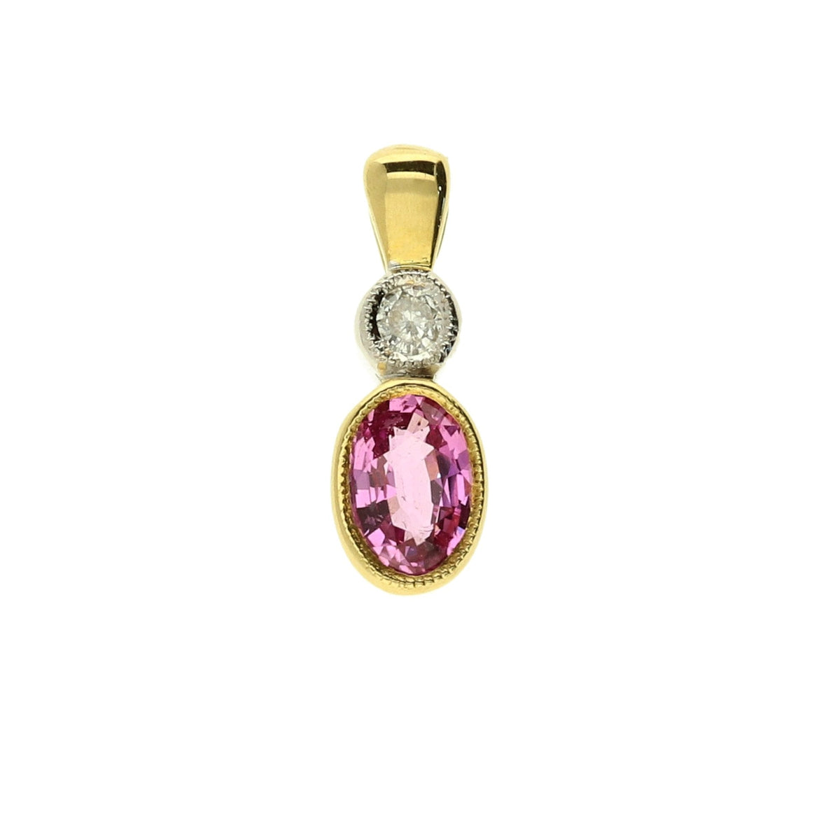 18ct Gold Pink Sapphire & Diamond Pendant