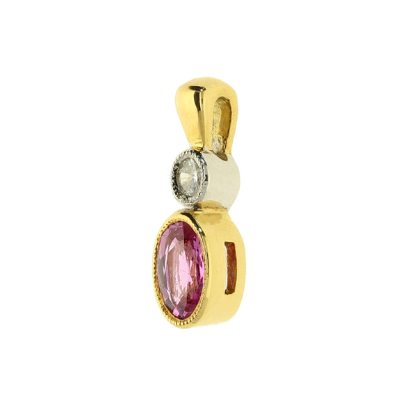 18ct Gold Pink Sapphire & Diamond Pendant