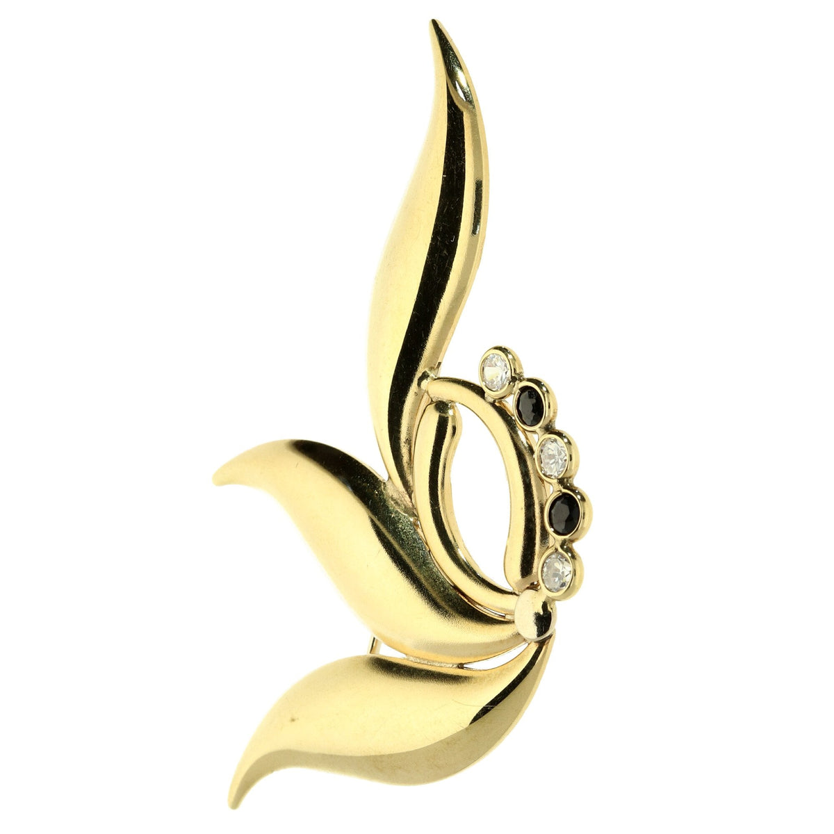 9ct Gold Sapphire & Cubic Zirconia Brooch - 5.2g