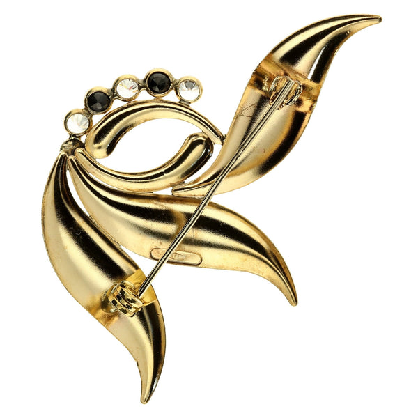 9ct Gold Sapphire & Cubic Zirconia Brooch - 5.2g