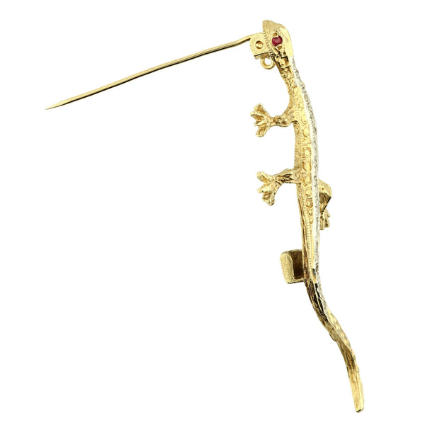 9ct Yellow Gold Diamond Lizard Brooch