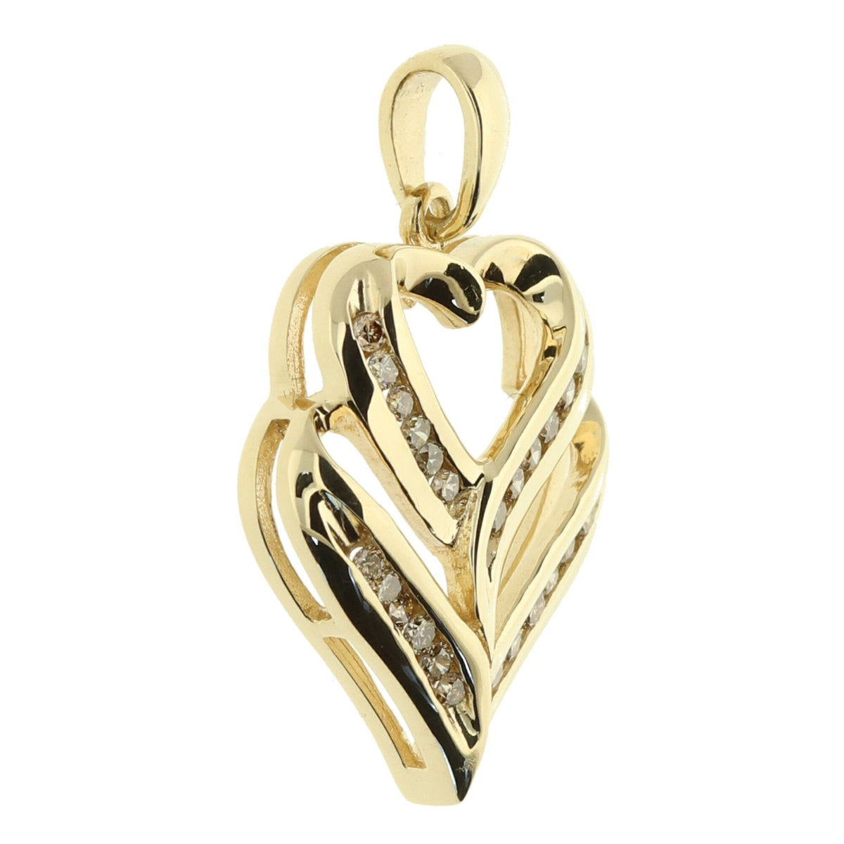 9ct Yellow Gold Diamond Heart Pendant - 2.6g