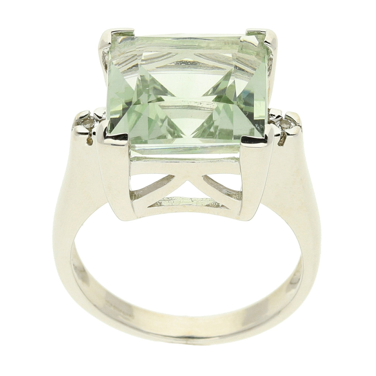 White Gold Prasiolite Ring - 7.2g