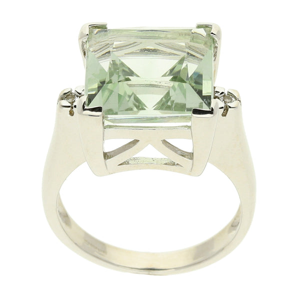 White Gold Prasiolite Ring - 7.2g