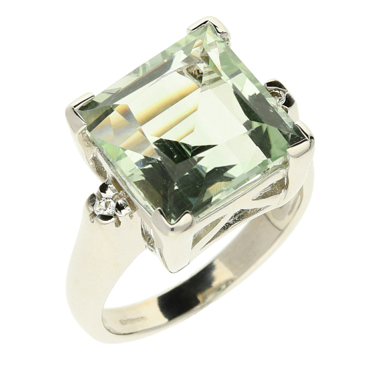 White Gold Prasiolite Ring - 7.2g