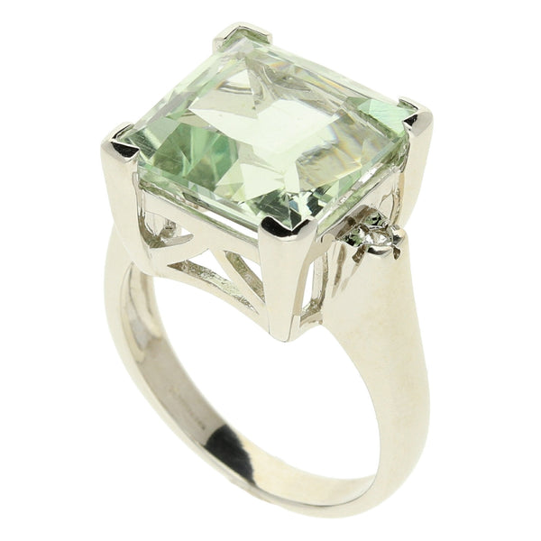 White Gold Prasiolite Ring - 7.2g