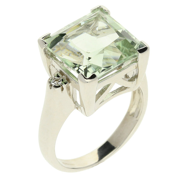 White Gold Prasiolite Ring - 7.2g