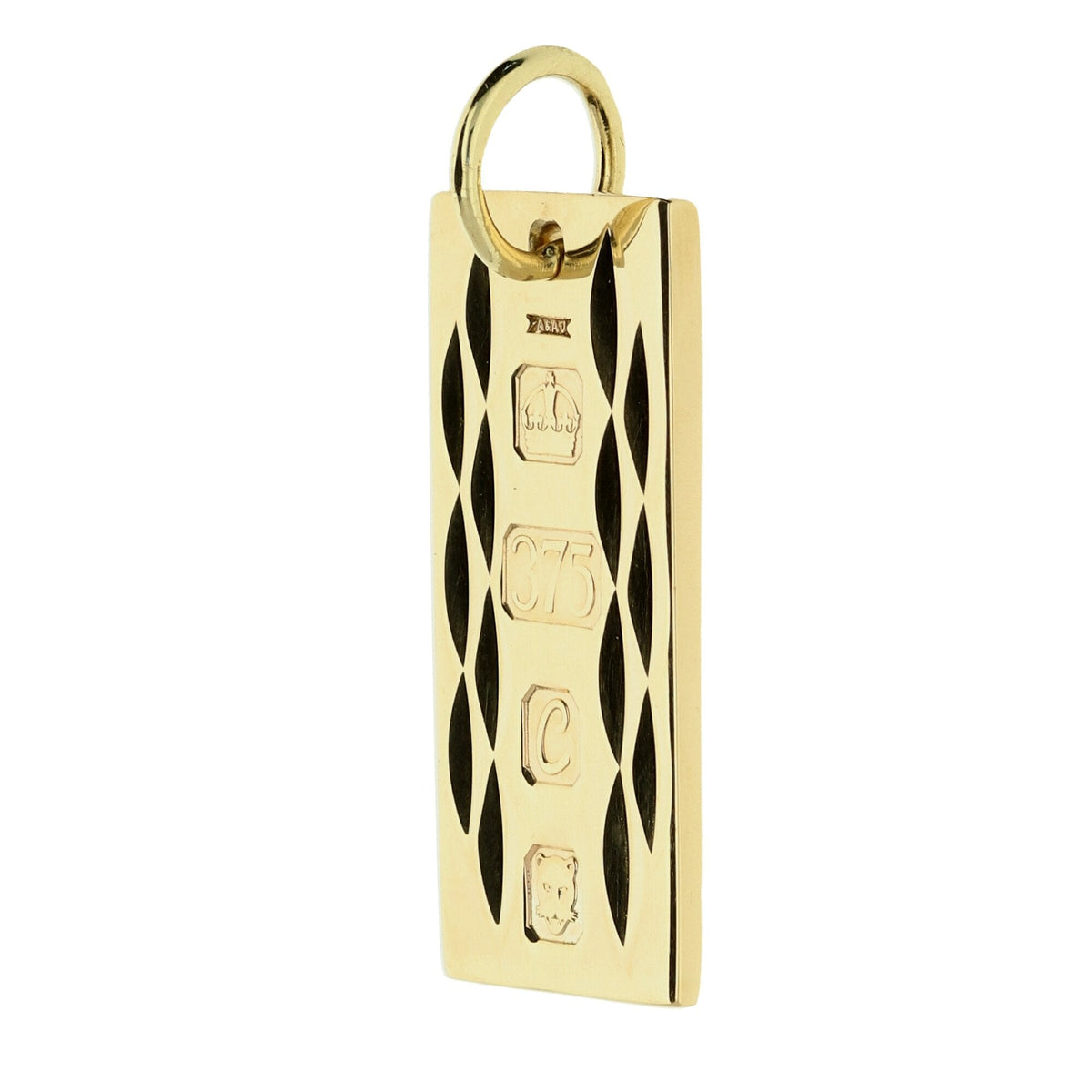 9ct Yellow Gold Patterned Ingot Pendant - 15.3g