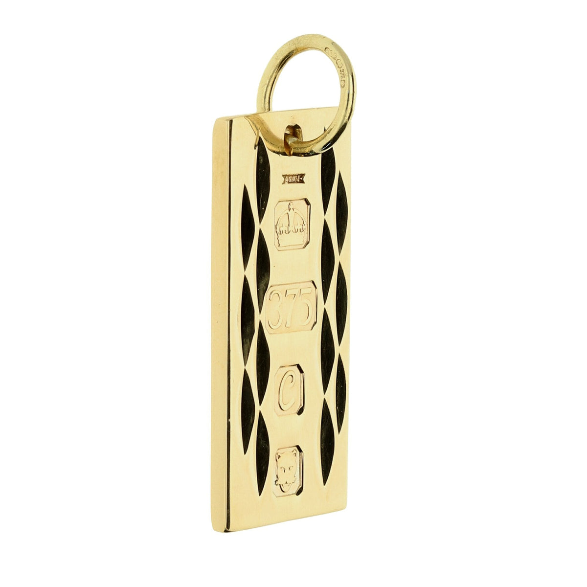 9ct Yellow Gold Patterned Ingot Pendant - 15.3g