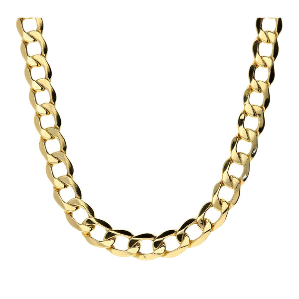 9ct Yellow Gold Gents 22 Inch Hollow Curb Chain - 13.3g
