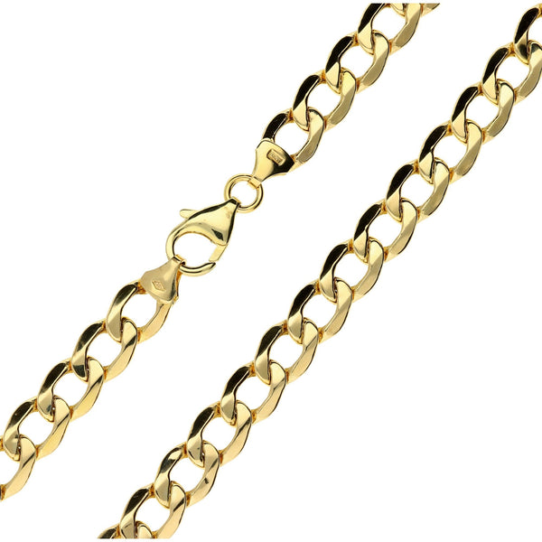 9ct Yellow Gold Gents 22 Inch Hollow Curb Chain - 13.3g