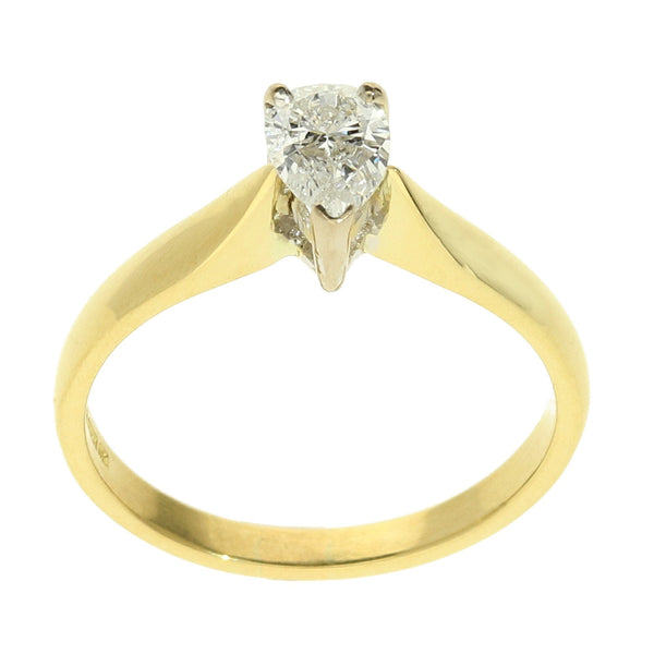18ct Yellow Gold Pear Cut Diamond Engagement Ring - 0.40ct