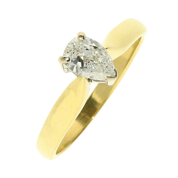 18ct Yellow Gold Pear Cut Diamond Engagement Ring - 0.40ct