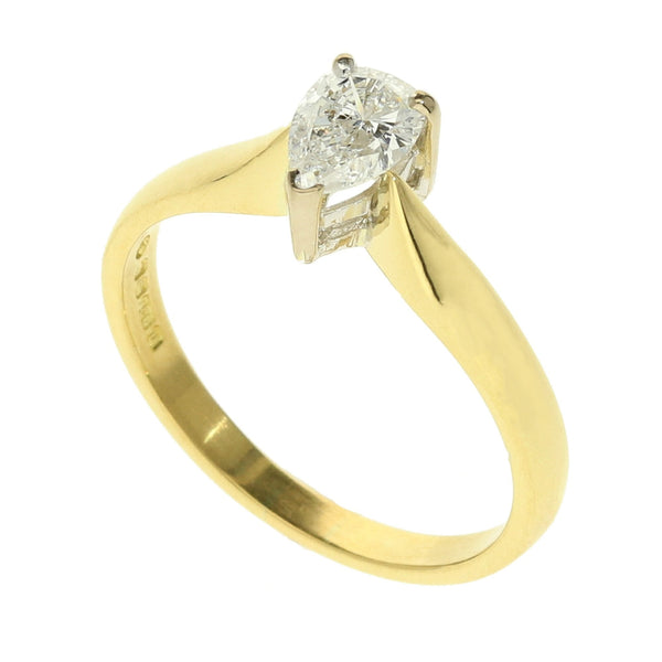 18ct Yellow Gold Pear Cut Diamond Engagement Ring - 0.40ct