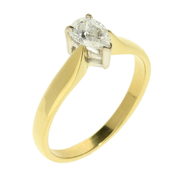 18ct Yellow Gold Pear Cut Diamond Engagement Ring - 0.40ct