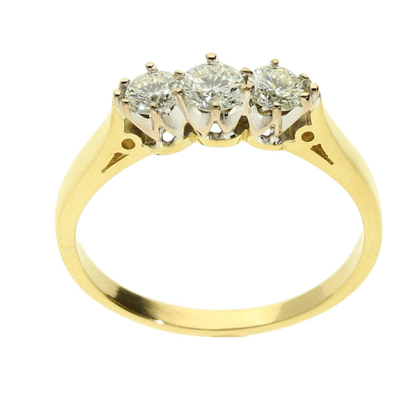 18ct Yellow Gold 3 Stone Diamond Ring - 0.50ct