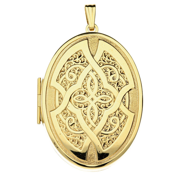 9ct Yellow Gold Large Celtic Locket - 14.1g