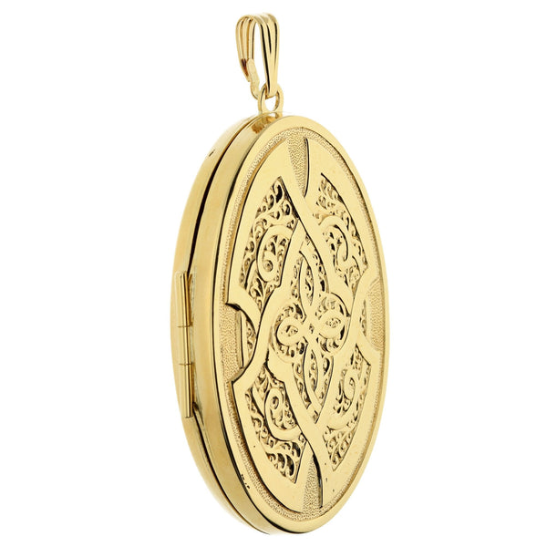 9ct Yellow Gold Large Celtic Locket - 14.1g