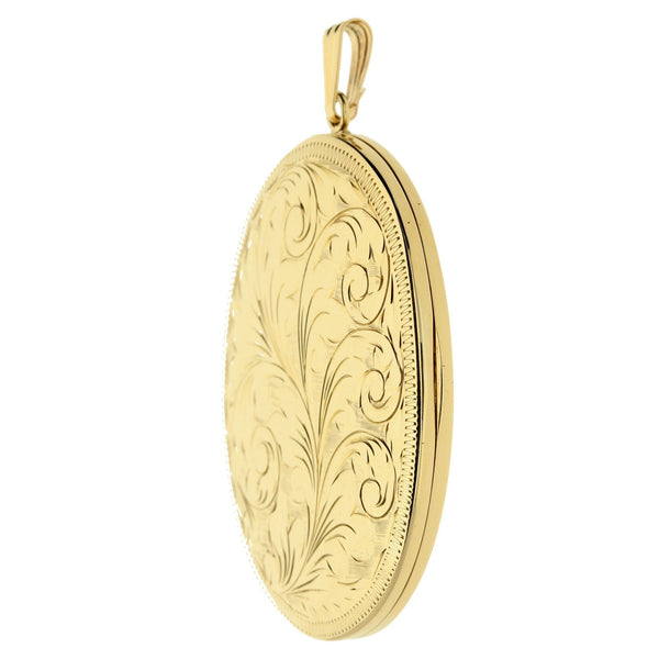 9ct Yellow Gold Large Floral Locket - 18.3g
