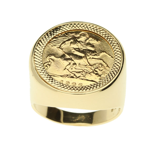 Gold 1906 Half Sovereign Ring - Size U½ - 13.0g