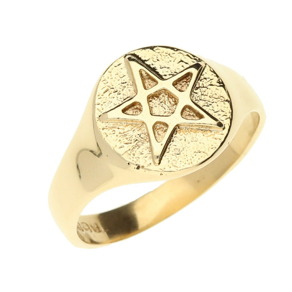 9ct Yellow Gold 5 Pointed Star Ring - Size R - 4.3g