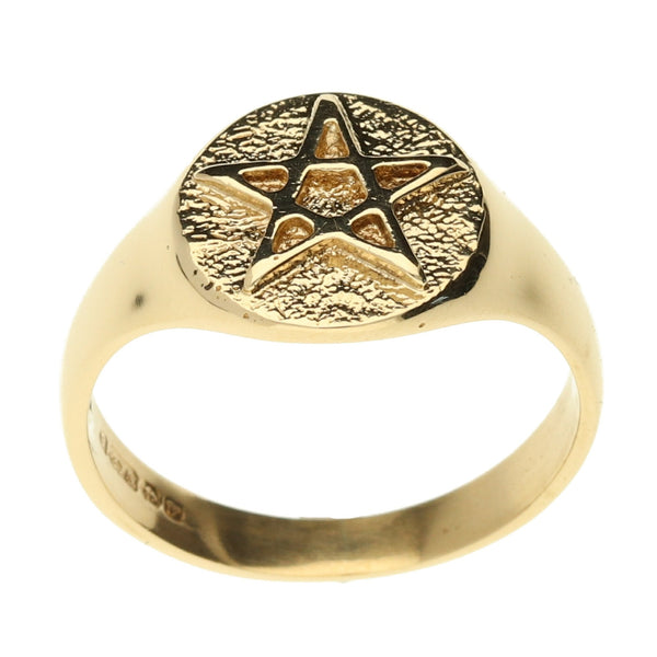 9ct Yellow Gold 5 Pointed Star Ring - Size R - 4.3g
