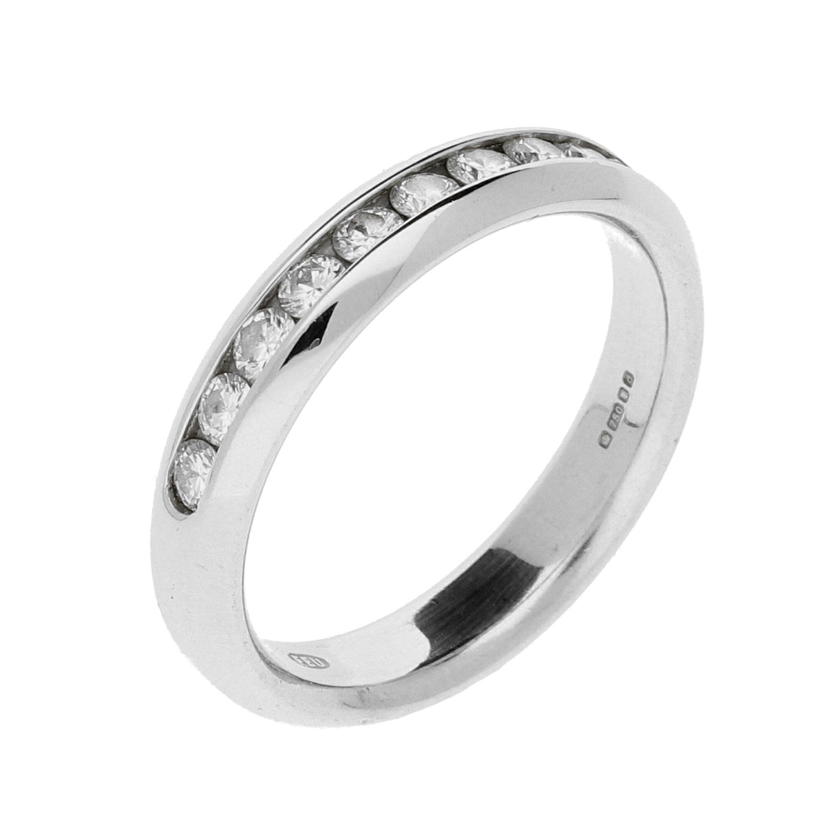 18ct White Gold Diamond Half Eternity Ring - Size M