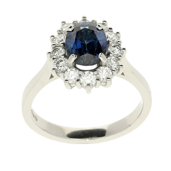 Sapphire & Diamond Platinum Ring - Size M