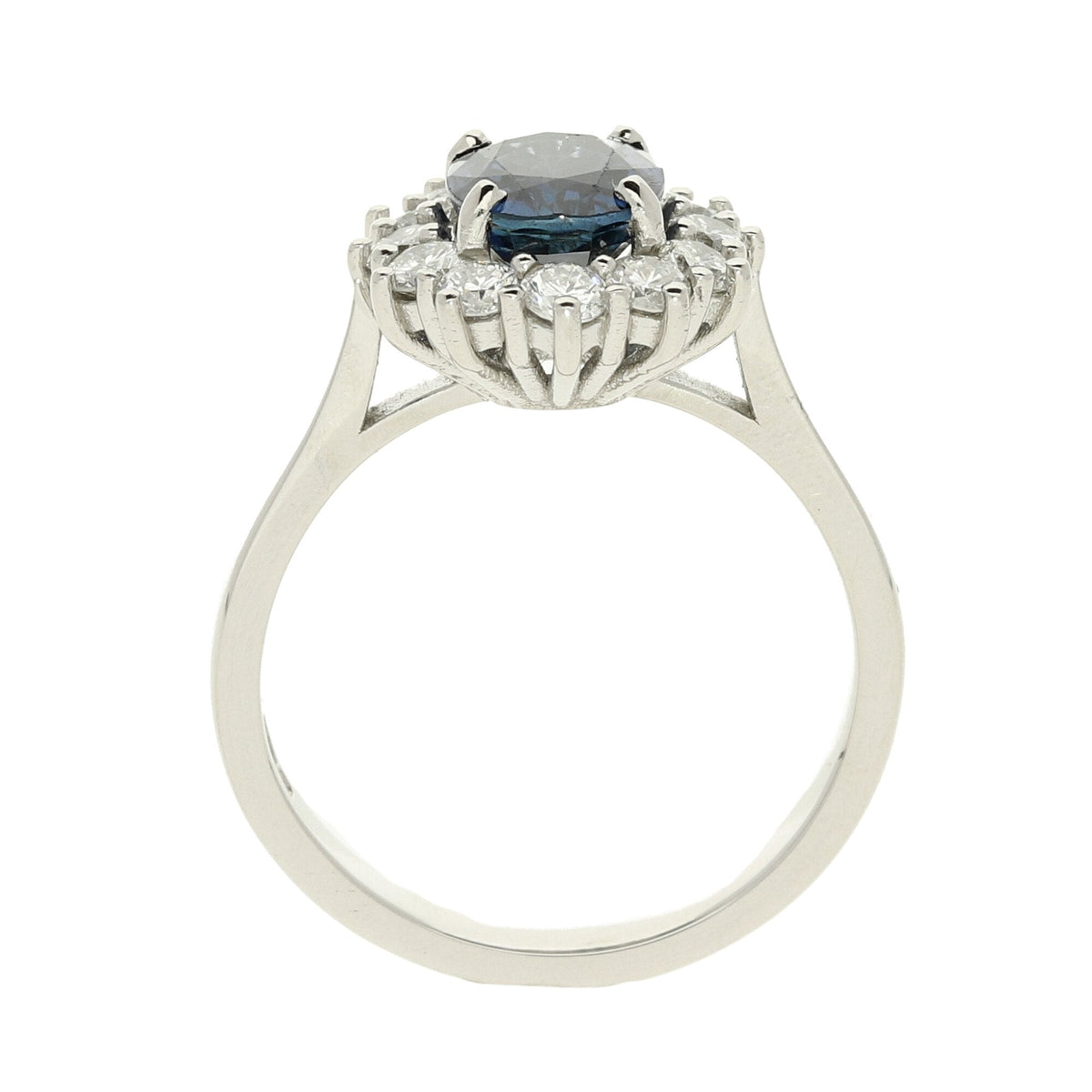 Sapphire & Diamond Platinum Ring - Size M