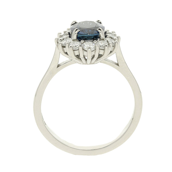 Sapphire & Diamond Platinum Ring - Size M