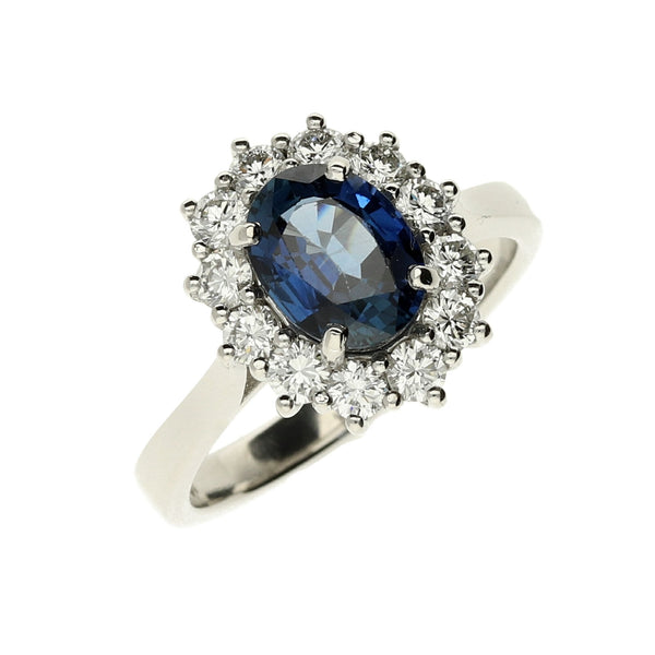 Sapphire & Diamond Platinum Ring - Size M