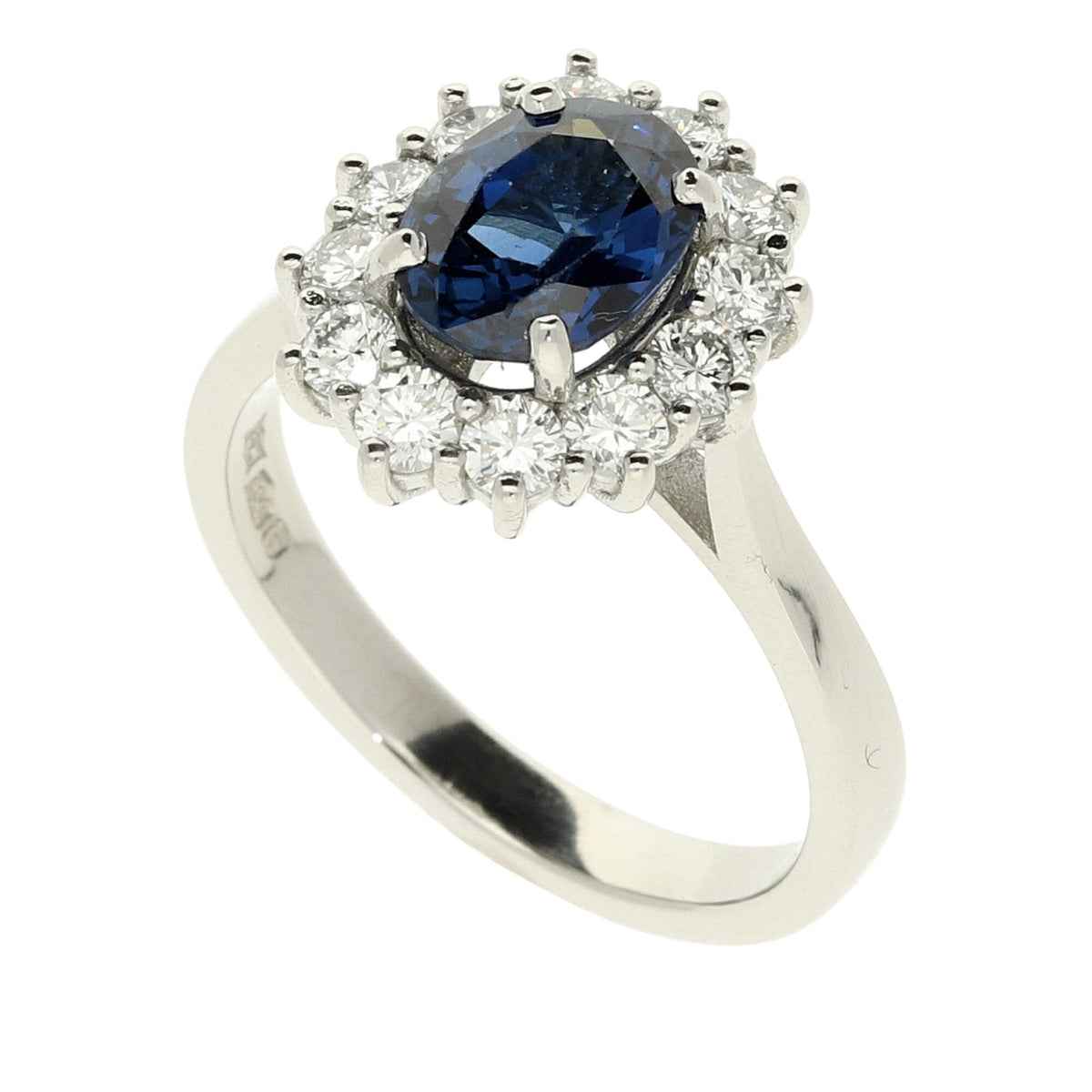 Sapphire & Diamond Platinum Ring - Size M