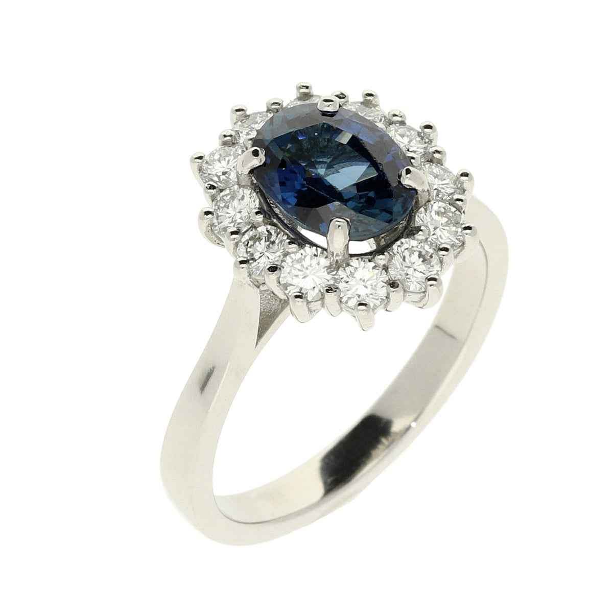 Sapphire & Diamond Platinum Ring - Size M
