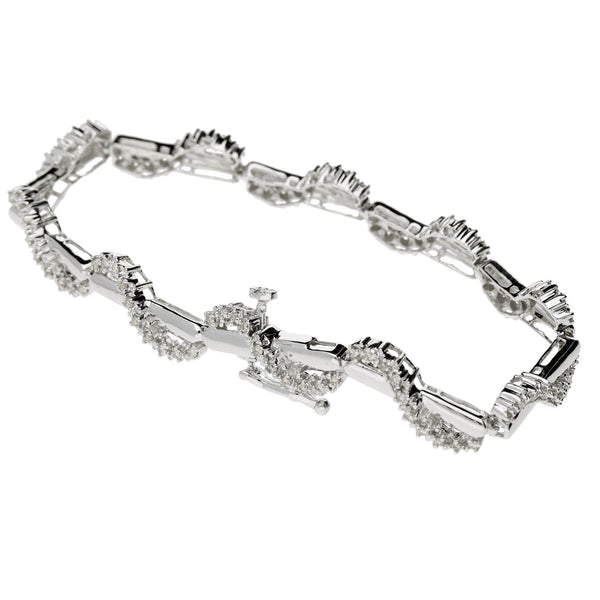 9ct White Gold Diamond Bracelet - 7.5" - 1.02ct