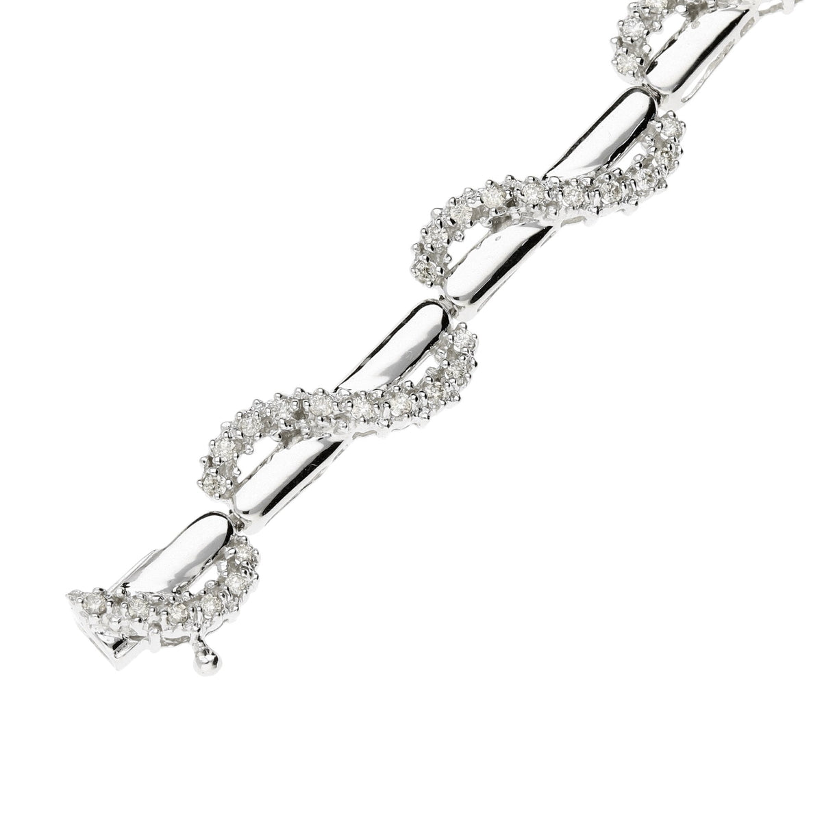 9ct White Gold Diamond Bracelet - 7.5" - 1.02ct
