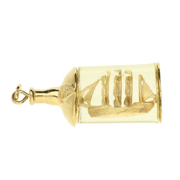 9ct Gold Ship in a Bottle Charm - 5.6g