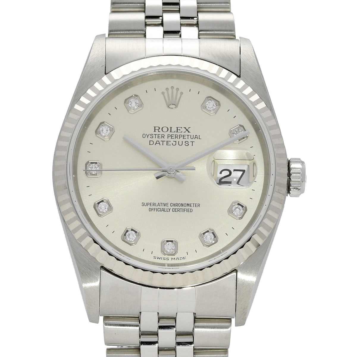 Datejust 16234 - Gents Watch - Silver Diamond Dial - 2003
