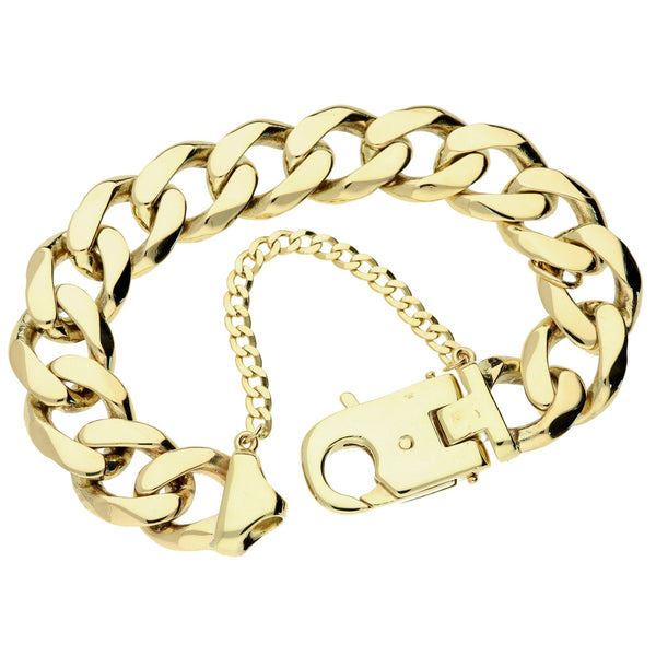 Gents 9ct Yellow Gold Heavy Curb Bracelet - 125.9g